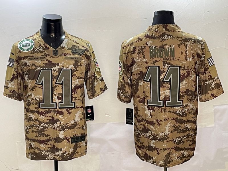 Men Philadelphia Eagles #11 Brown Camo 2025 Nike Salute to Service Limited NFL Jersey style 2122